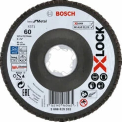 Bosch 125mm X-Lock Best For Metal 60 Grit Flap Disc, Angled Version, P/No. 2 608 619 202