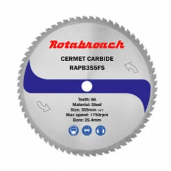 Rotabroach 355 Mild Steel Metal Cutting Spare Blade, 66 Teeth. Bore 25.4mm RAPB355FS