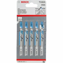 Bosch T118A Jigsaw Blade For Metal 1-3mm (Pack Of 5) P/No. 2 608 631 013
