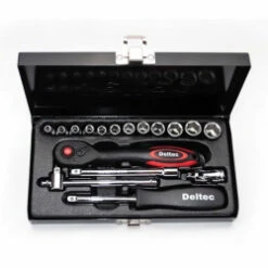 Deltec 17 Piece 1/4" Metric Chrome Socket Set In Metal Case SETGA17