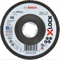 Bosch 125 X 22mm X-Lock Best For Metal 40 Grit Flap Disc, Angled Version, P/No. 2 608 619 201