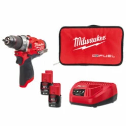 MILWAUKEE M12FPD-202B 12V Combi Drill With 2 X 2.0ah Batteries, Charger & Tool Bag