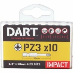 Dart PZ3 X 50mm Impact Driver Bits, Box Of 10