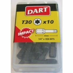 Dart T30 X 25mm Impact Driver Bits, Box Of 10
