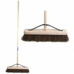 12" Stiff Bassine Broom With Wooden Handle