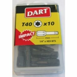 Dart T40 X 25mm Impact Driver Bits, Box Of 10